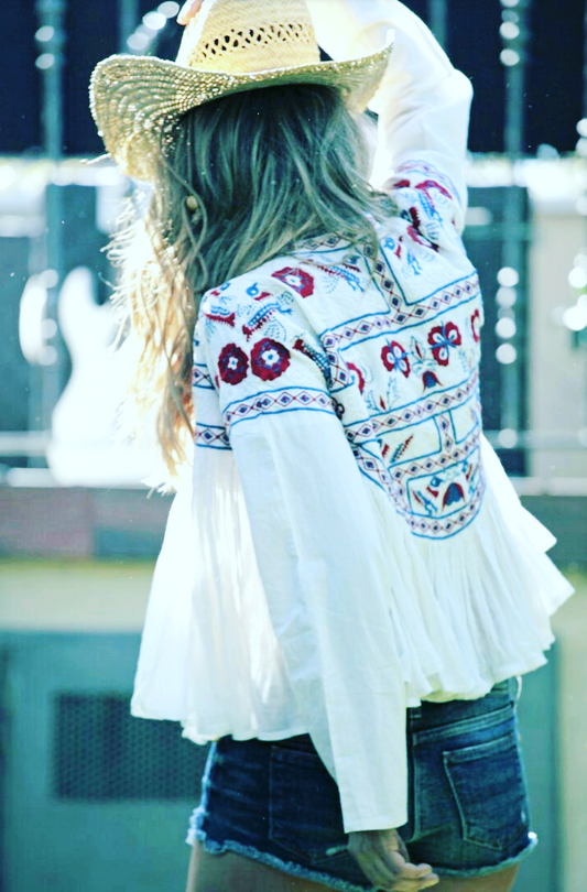 Nomad Dreams Embroidered Swing Boho Jacket