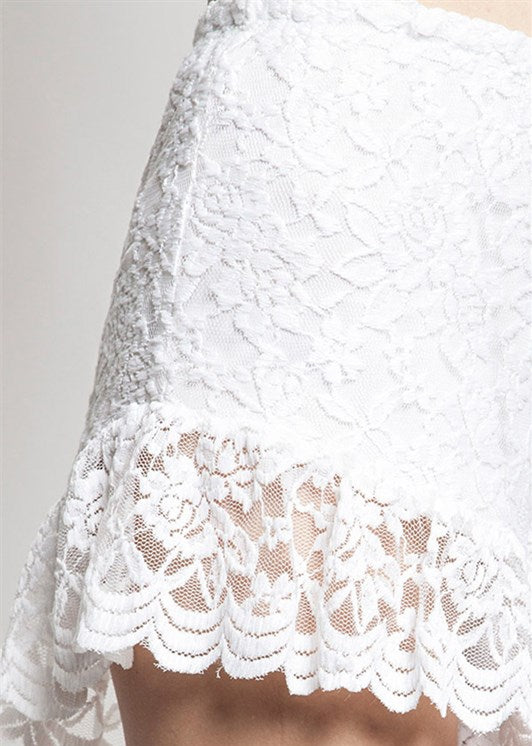 To The Limit White Lace Shortie Shorts