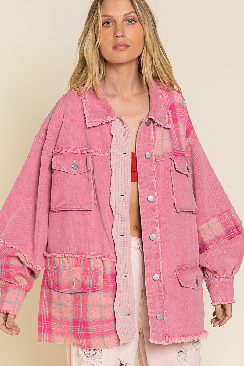 Vintage pink denim jacket deals
